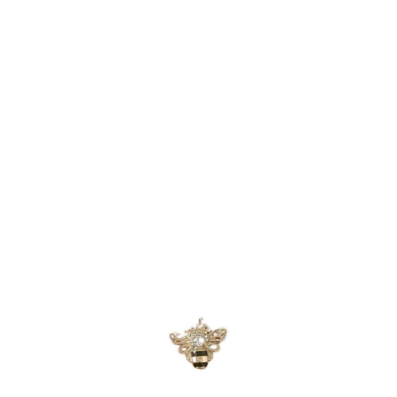 Charm Cluster Bee Necklace, Gold Tone with Crystal Butterfly and Pearl Accents