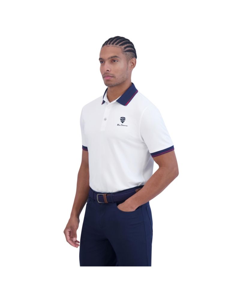 Men's Checker Rib Tech Pique Sports Fit Polo Shirt