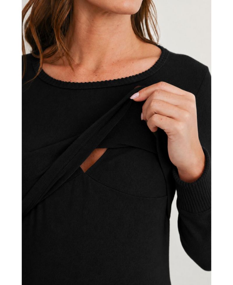 Maternity Nursing Brushed-Knit Sweater
