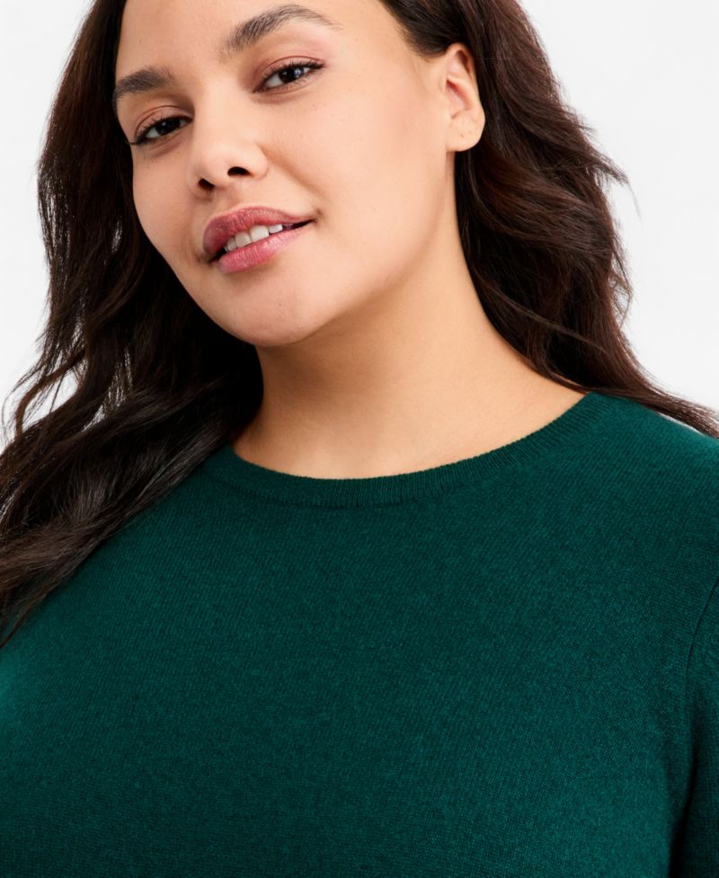 100% Cashmere Women's Petite Long-Sleeve Crewneck Sweater