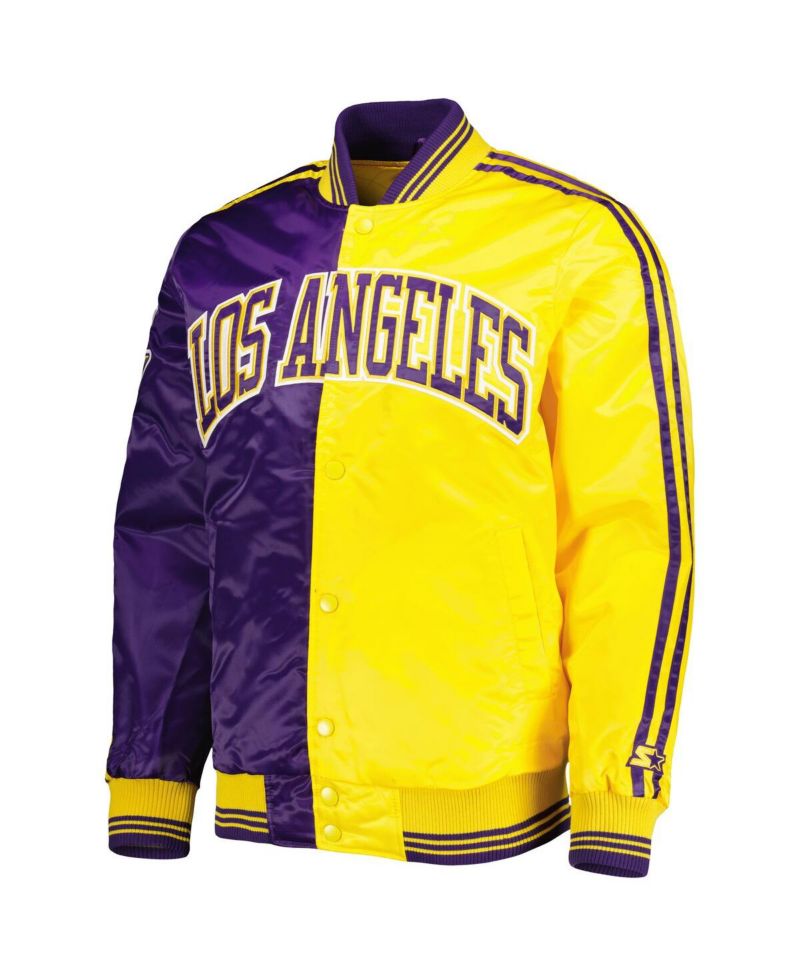 Men's Purple, Gold Los Angeles Lakers Fast Break Satin Full-Snap Jacket