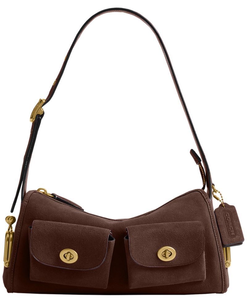 Originals Turnlock Haversack Medium Suede Shoulder Bag 27