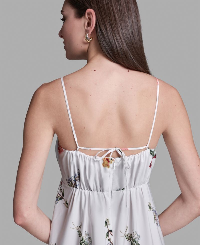 Women's Floral Print Square Neck Midi Dress