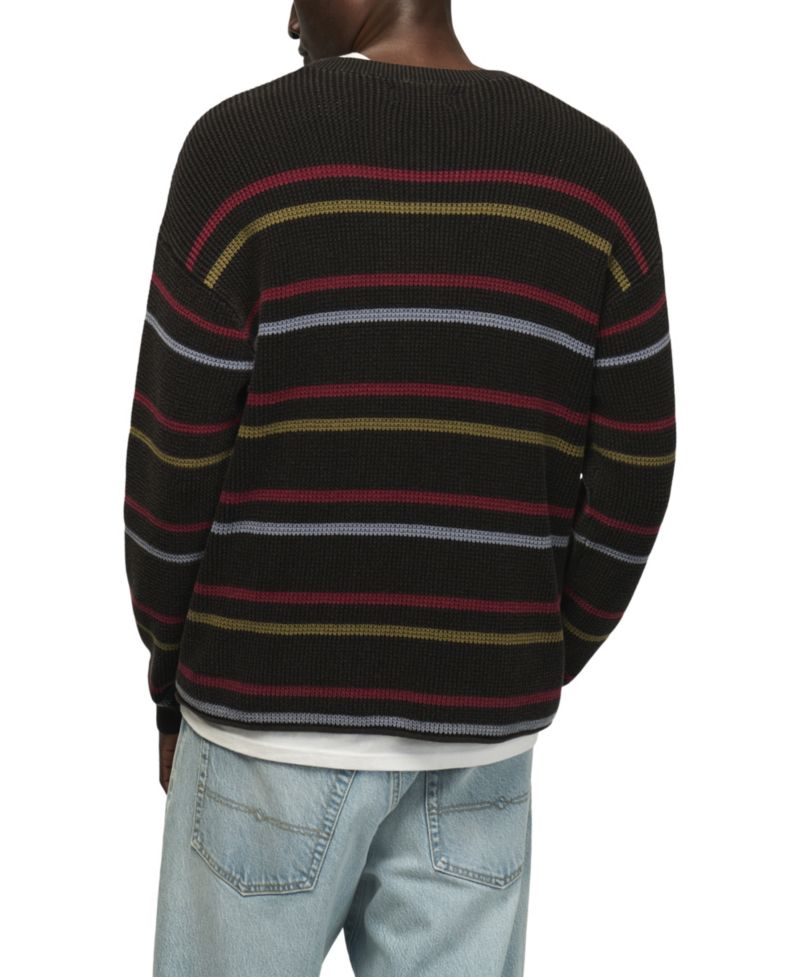 Men's Striped Waffle-Knit Crewneck Sweater