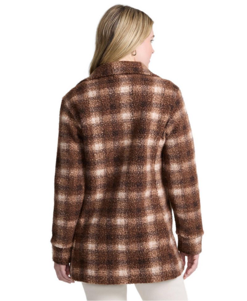 Women's Boucle-Fleece Zip-Up Coat