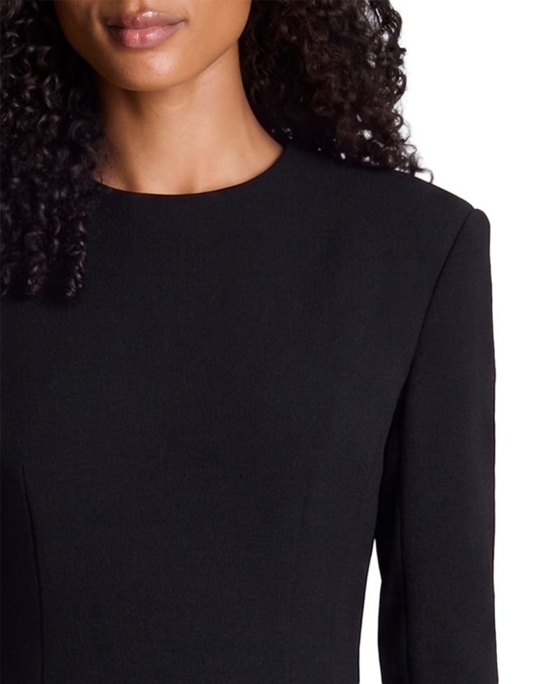 Women's Long-Sleeve Crewneck Textured-Crepe Mini Dress
