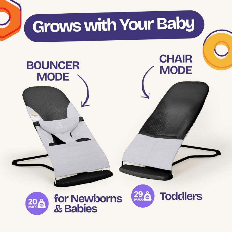 Kids Portable 2 in 1 Bouncer – Versatile Bouncer Chair Bouncer with Ergonomic Support to Use, Oatmeal