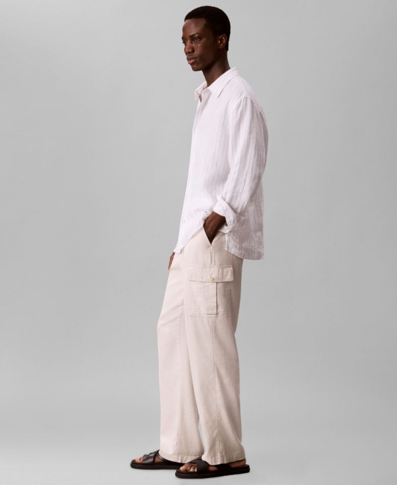 Men's Yarn-Dyed Pinstripe Linen Classic Shirt