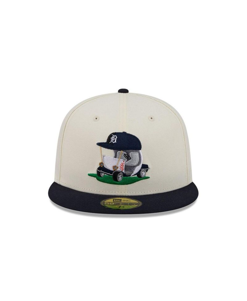 Men's Cream/Navy Detroit Tigers Bullpen Cart 59FIFTY Fitted Hat