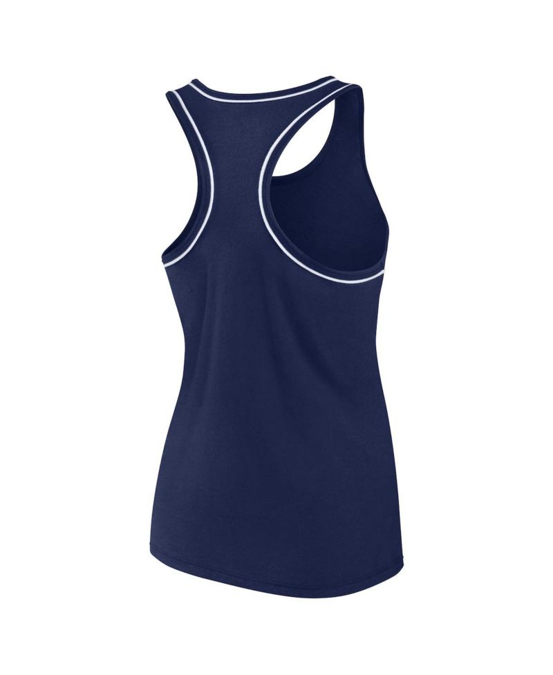 Women's Deep Sea Blue Seattle Kraken Wordmark Logo Racerback Scoop Neck Tank Top