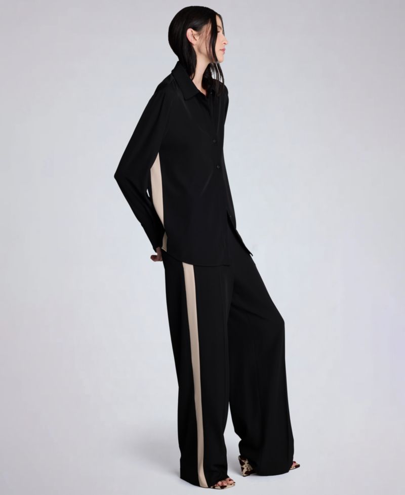 Women's Oversized Button-Front Collared Shirt