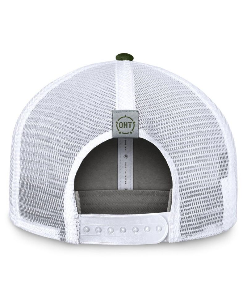Men's Gray/Green Michigan State Spartans OHT Military Appreciation Badge Trucker Adjustable Hat