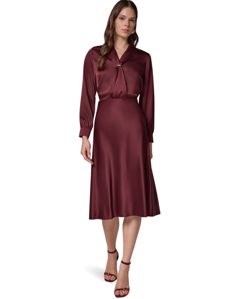 Petite High-Waisted A-Line Midi Skirt