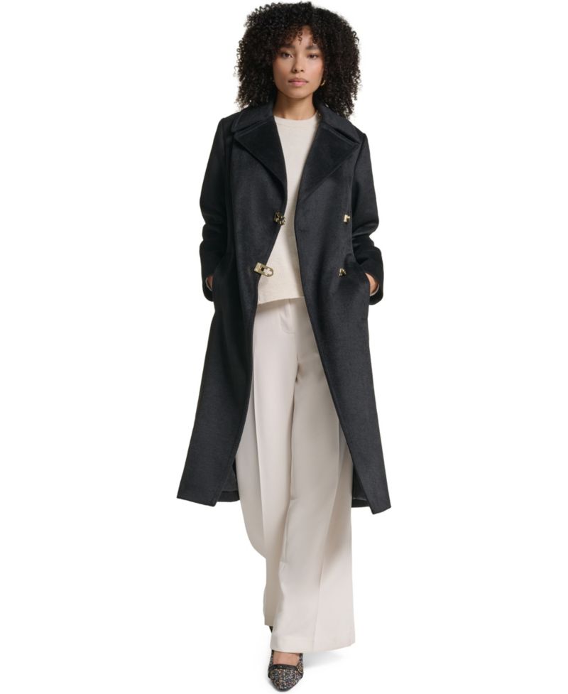Women's Long Wool-Blend Toggle Coat