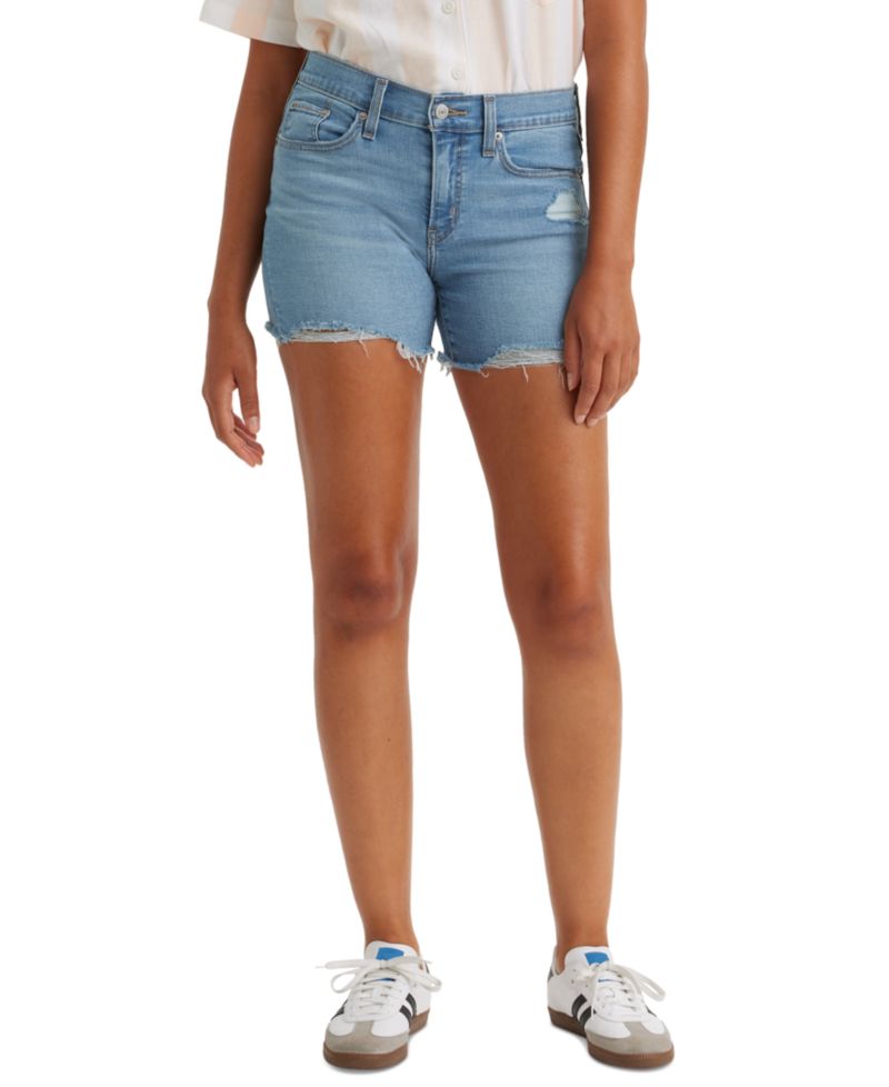 Trendy Plus Size Mid-Length Stretch Denim Shorts