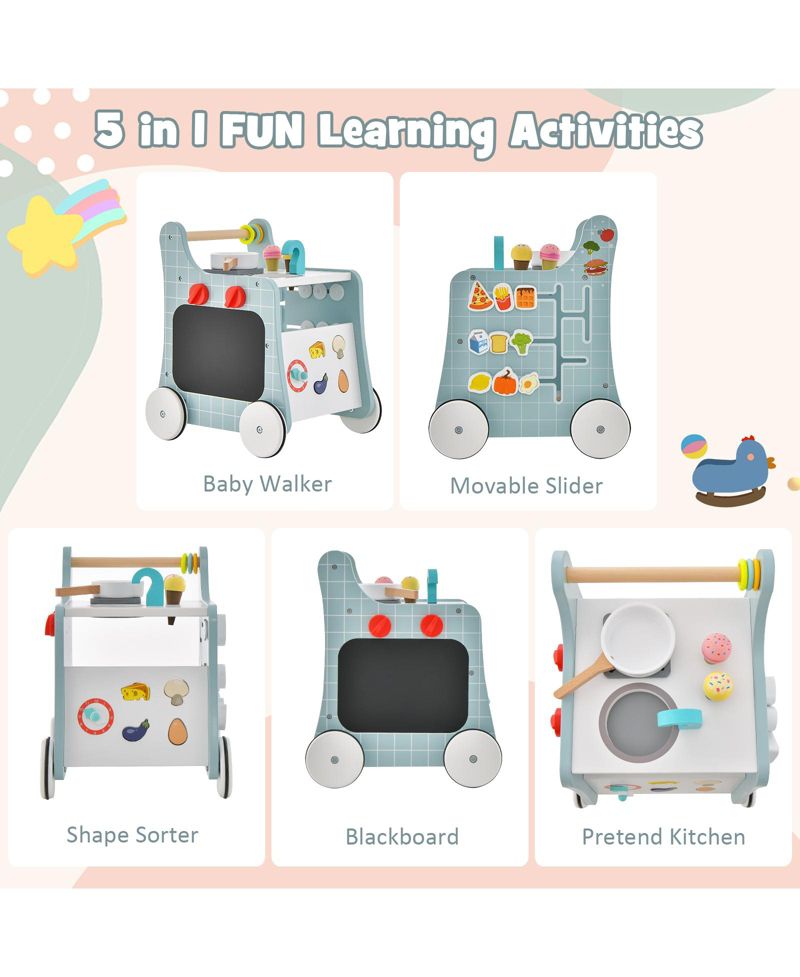 6-in-1 baby push walker with Play Kitchen Over 12 Months