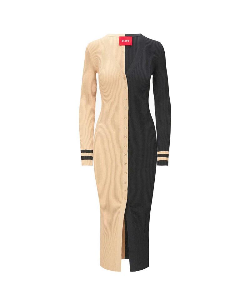 Women's Gold, Black New Orleans Saints Shoko Knit Button-Up Sweater Dress