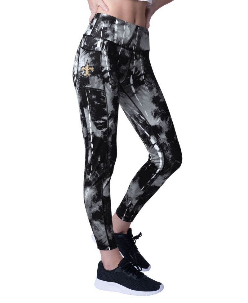 Women's Black New Orleans Saints Serena Tie-Dye Leggings