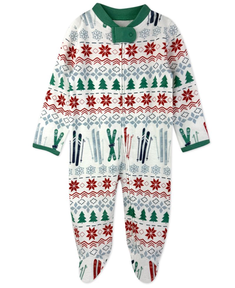 Baby Boys' and Baby Girls' Festive Holiday Print Footed Sleep and Play
