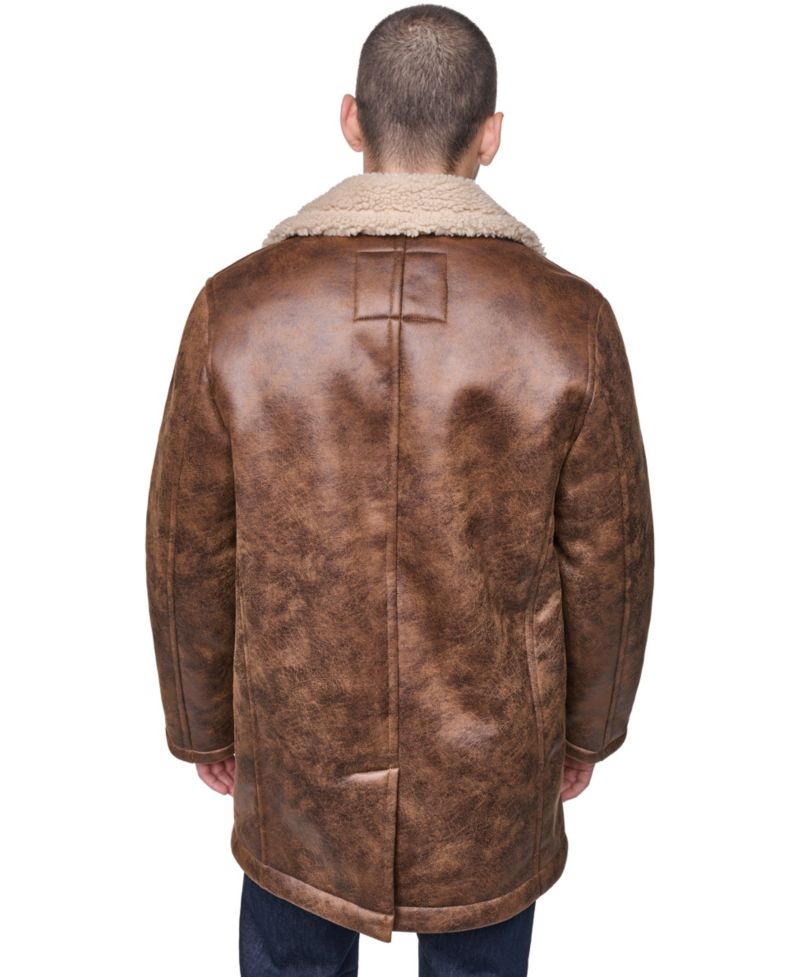 Men's Full Length Faux Shearling Jacket