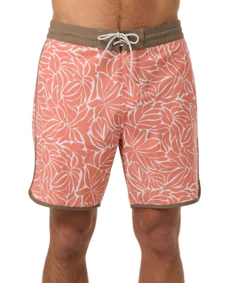Men's Cruzer Scallop Leaf Pattern Board Shorts