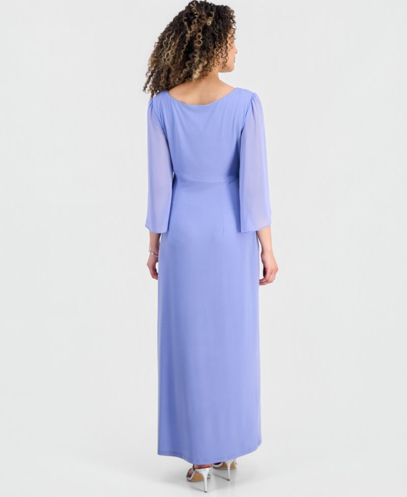 Petite 3/4-Sleeve Gathered Gown