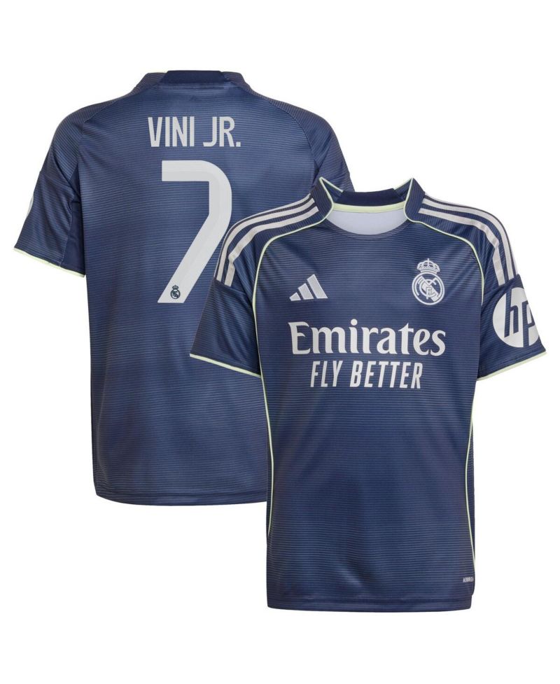 Big Boys and Girls Vini Jr. Blue Real Madrid 2025/26 Away Replica Player Jersey