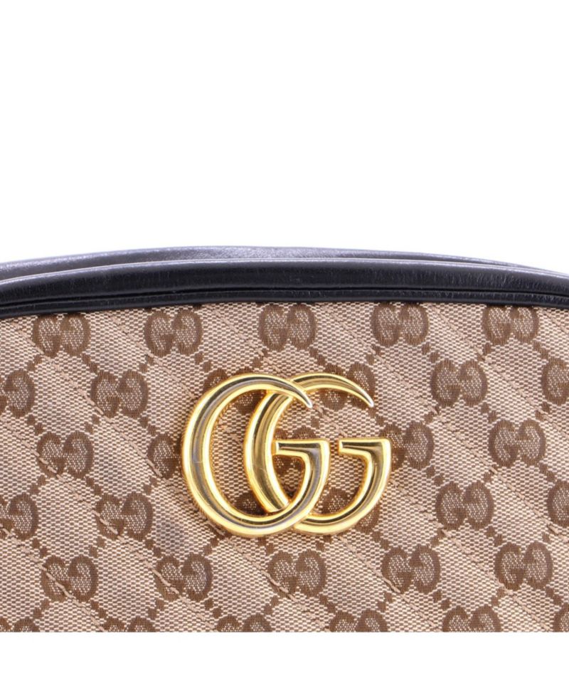 Small GG Marmont Shoulder Bag Diagonal Quilted GG Canvas with Leather