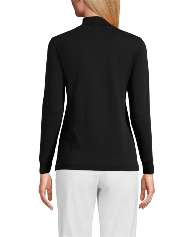 Women's School Uniform Tall Relaxed Cotton Long Sleeve Mock Turtleneck