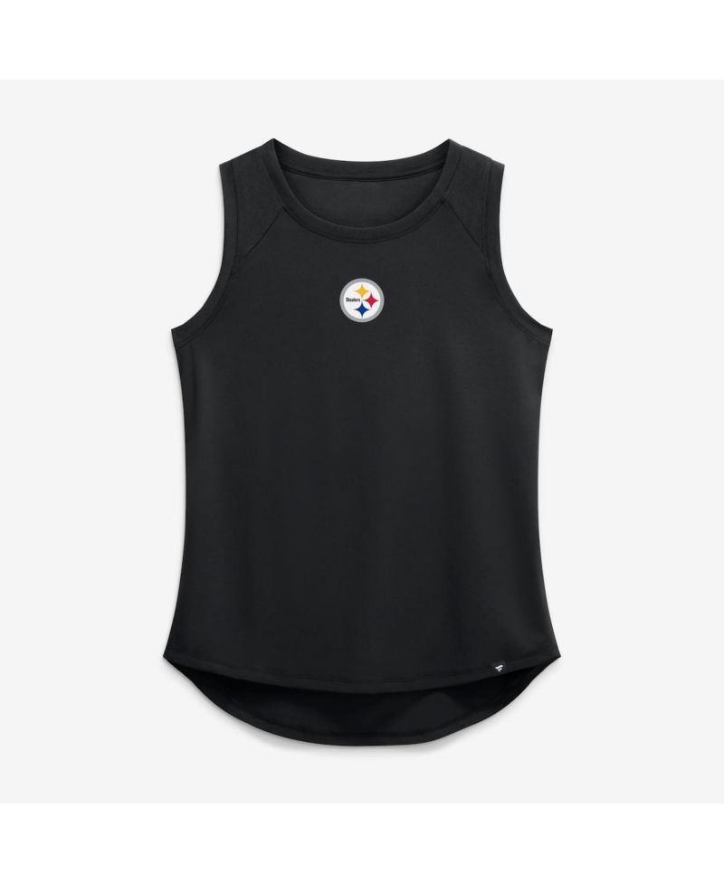 Women's Black Pittsburgh Steelers Draped Mesh Back Performance&iquest; Tank Top