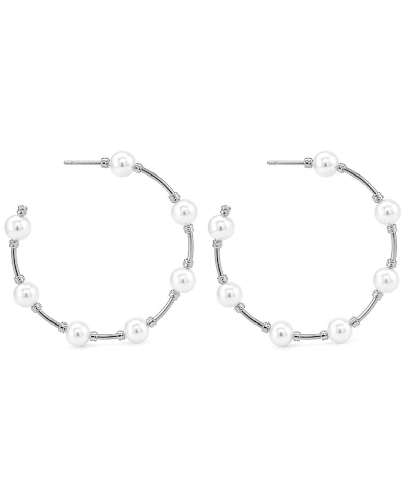Imitation Pearl C Hoop Earring