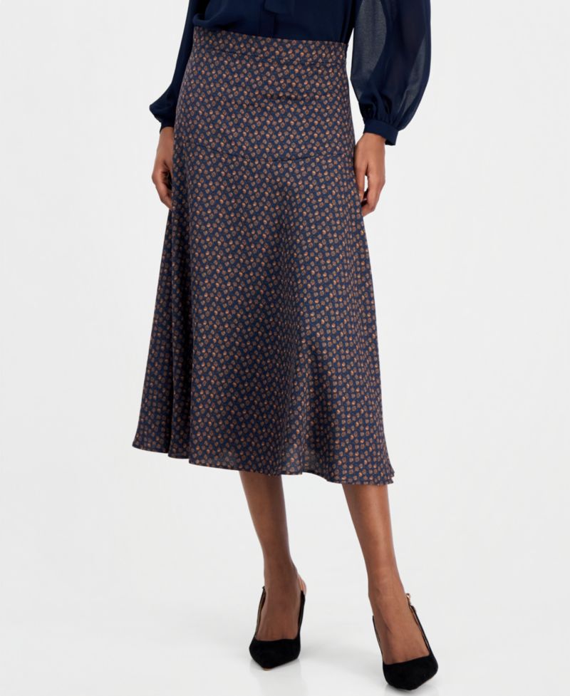 Women's A-Line Midi High-Waisted Skirt
