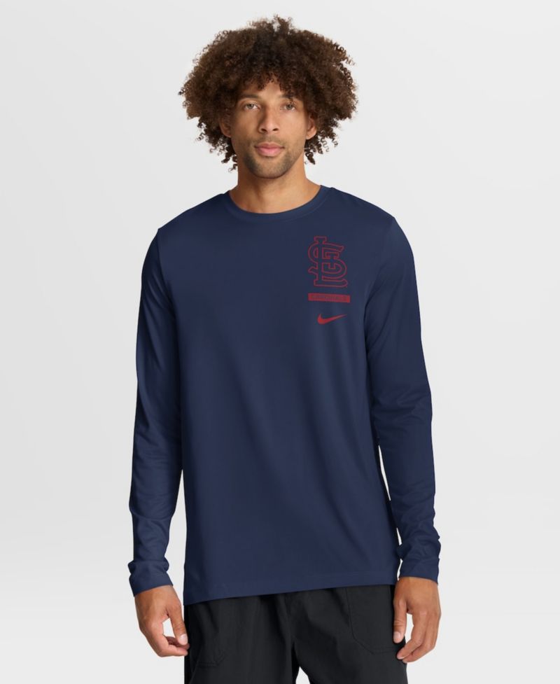 Men's Navy St. Louis Cardinals 2-Hit Legend Dri-FIT Long Sleeve T-Shirt