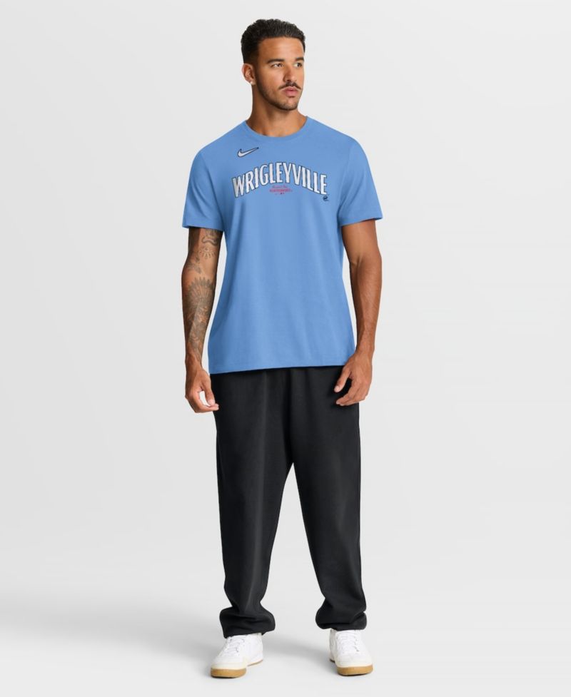 Men's Light Blue Chicago Cubs City Connect Large Logo T-Shirt