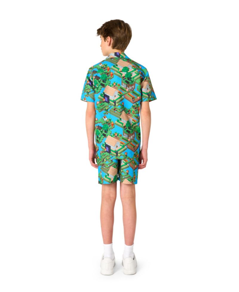 Big Boys 2-Piece Minecraft Summer Short Sleeve Shirt and Shorts Set