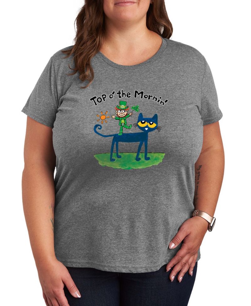 Plus Size Pete the Cat St. Patrick's Day the Mornin' Leprechaun Graphic Crewneck T-Shirt