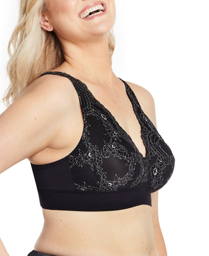 Plus Size Full Figure Bramour Lexington Lace Plunge Wireless Bralette 7013