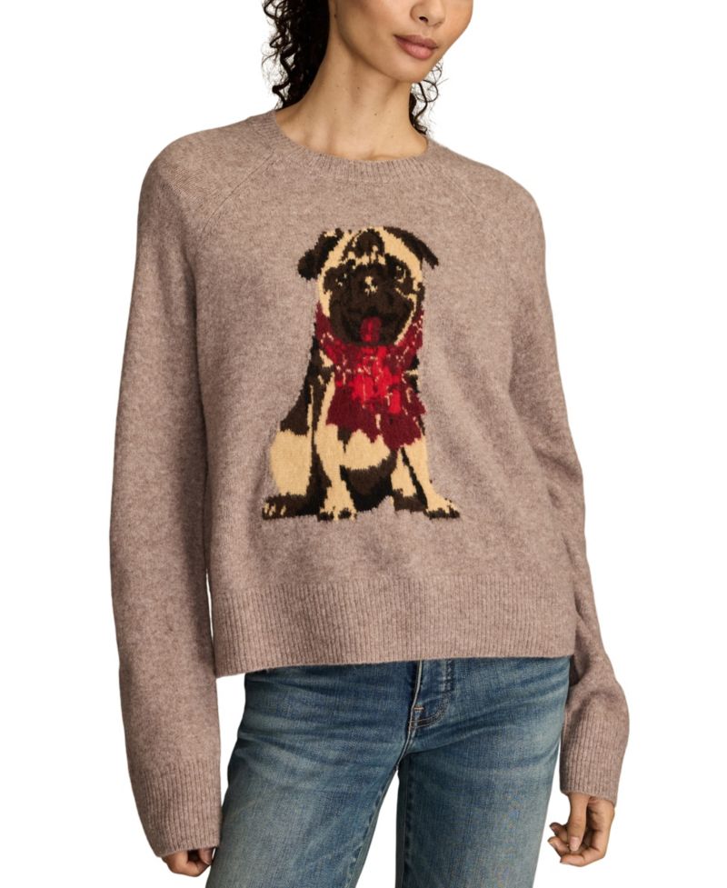 Women's Cloud Soft Pug Crew Neck Sweater