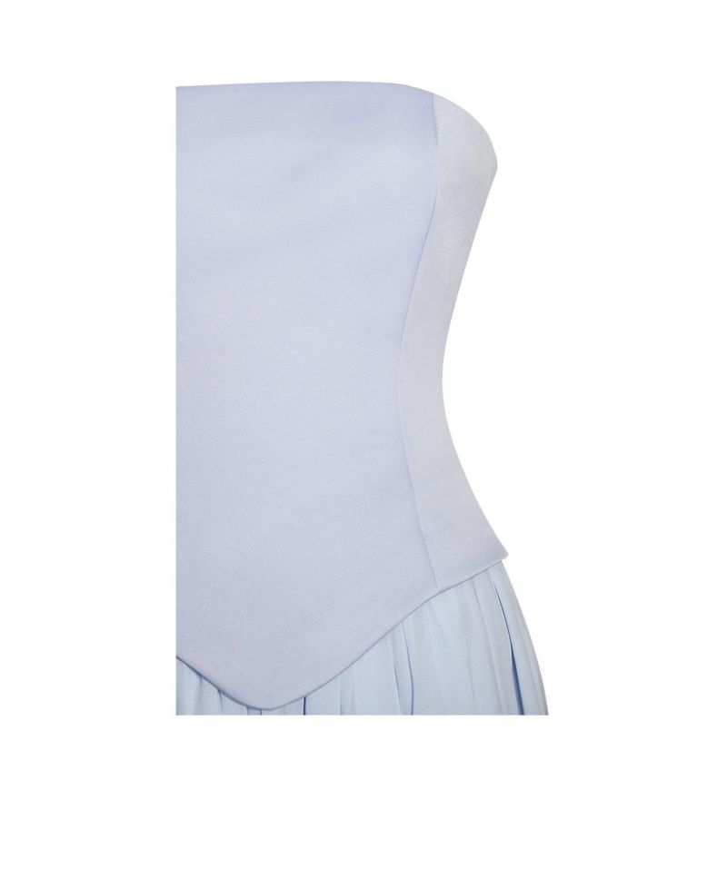 Women's Qianna Baby Blue Peplum Top Drop Waist Chiffon Gown