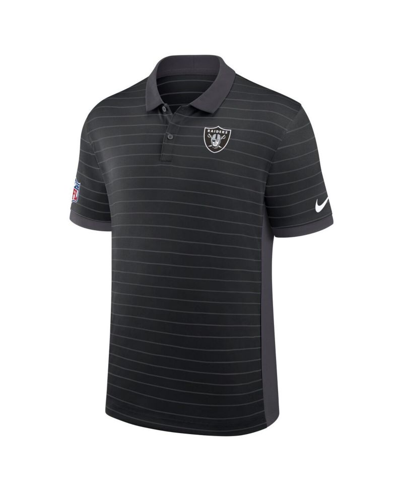 Men's Black Las Vegas Raiders Sideline Victory Stripe Performance Polo Shirt