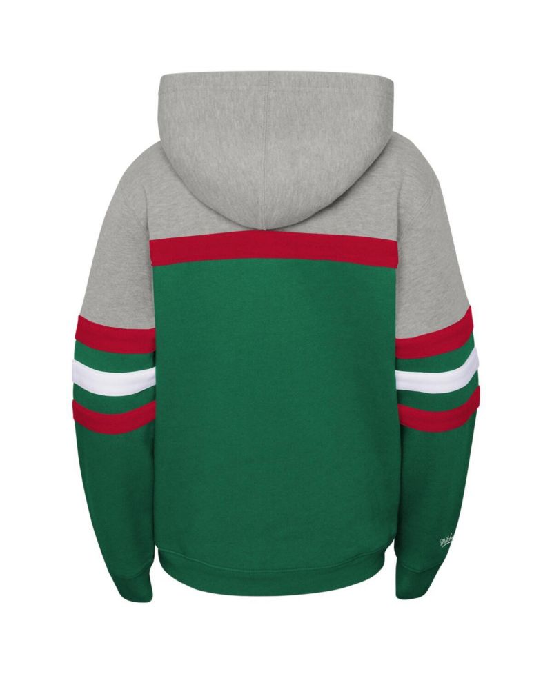 Big Boys and Girls Boys Heather Gray, Green Milwaukee Bucks Hardwood Classics Head Coach Pullover Hoodie