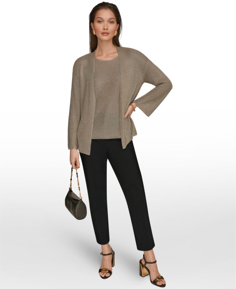 Women's Metallic V-Neck Long-Sleeve Cardigan