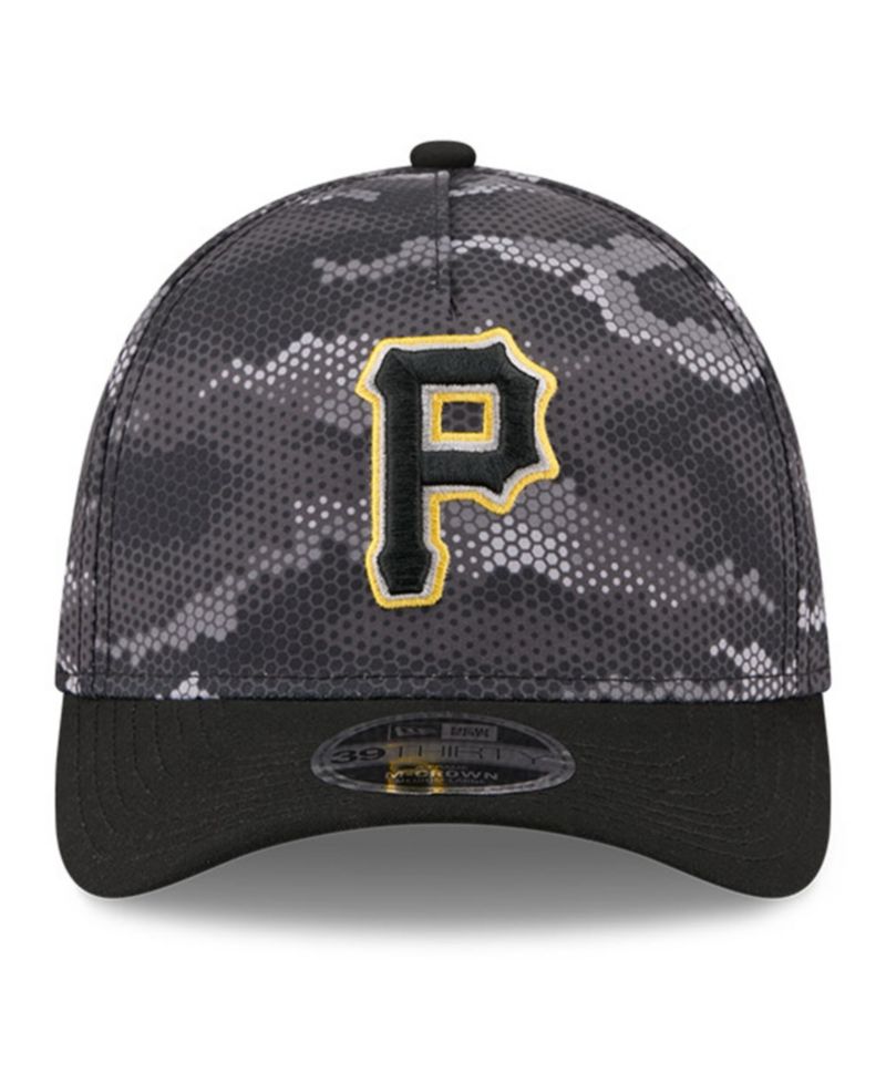 Men's Black Pittsburgh Pirates Camo 39THIRTY A-Frame Flex Hat