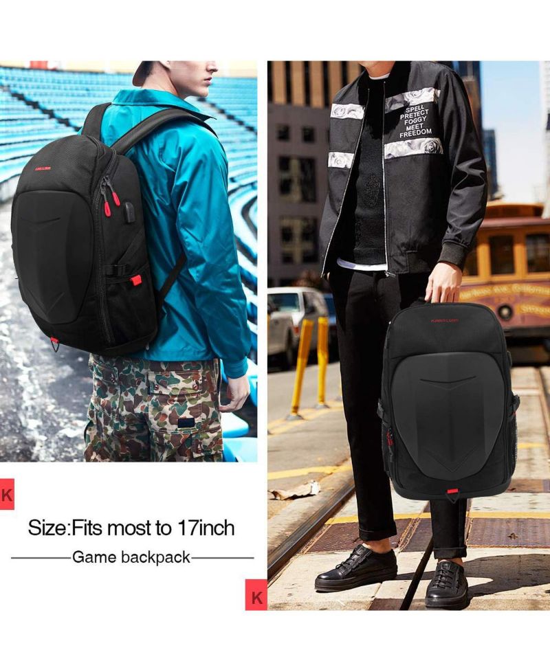 Hardshell 7 Inch Laptop Backpack, Armored with USB Port & Rain Cover for Motorcycle, Outdoor, Racing - Waterproof, Matte Black