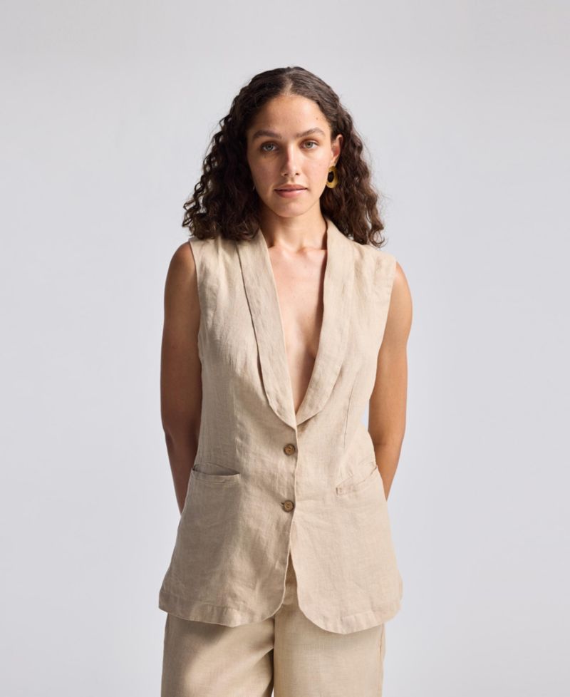 Women's Sleeveless Hemp Jacket