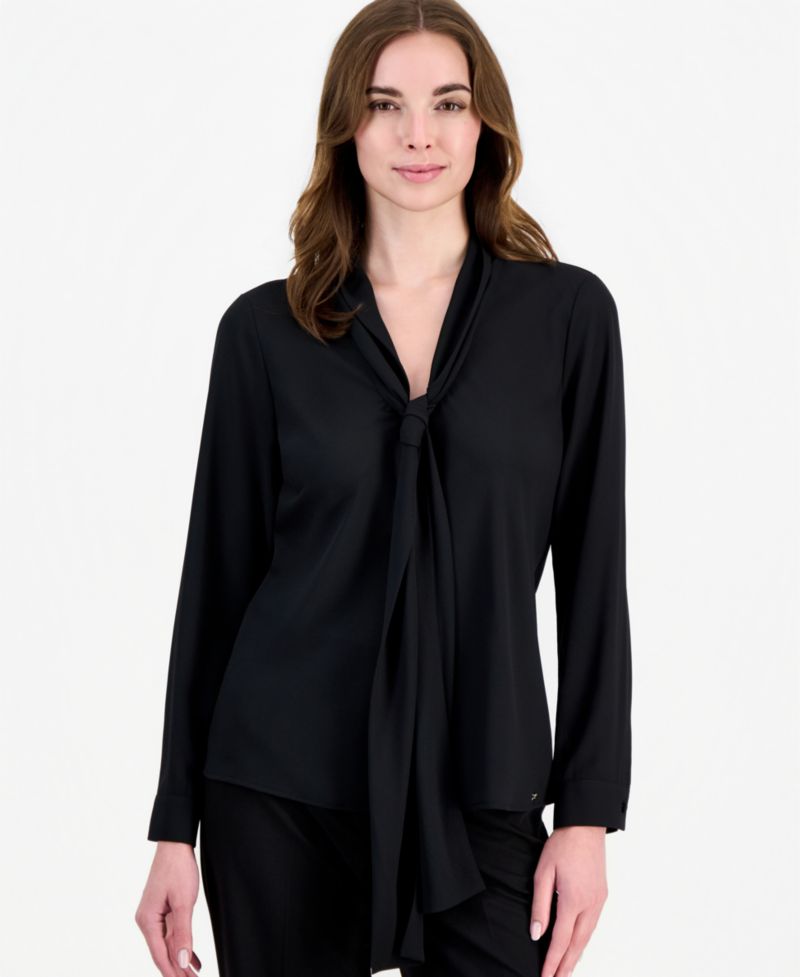 Women's Sailor Tie-Neck Long-Sleeve Blouse