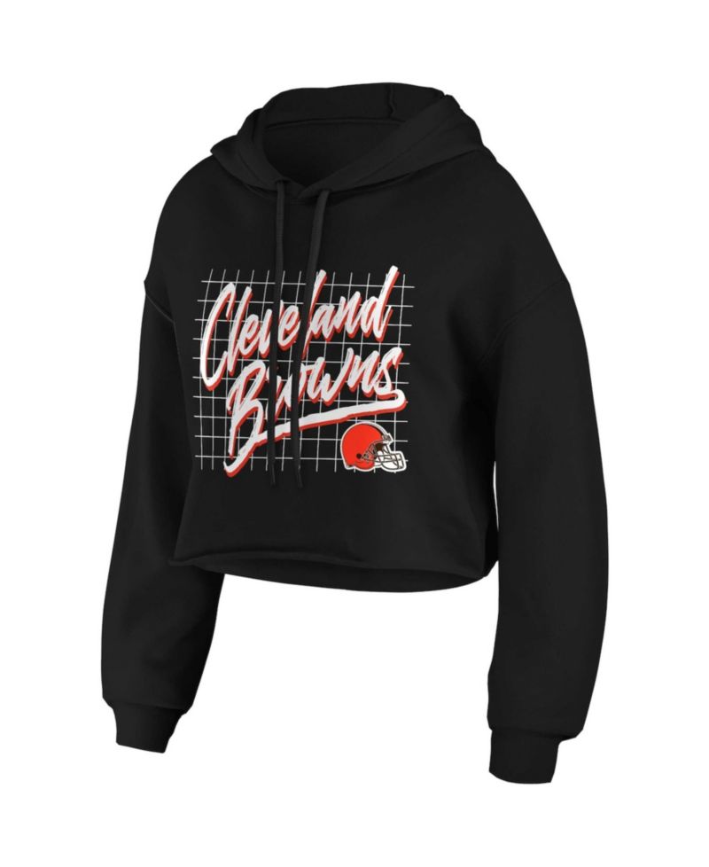 Women's Black Cleveland Browns Domestic Cropped Pullover Hoodie