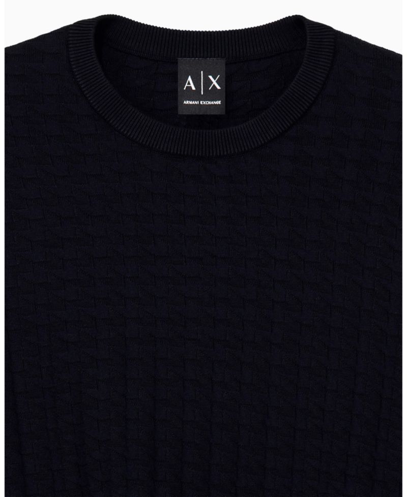 Men's Geometric Ribbed Viscose Crewneck Sweater