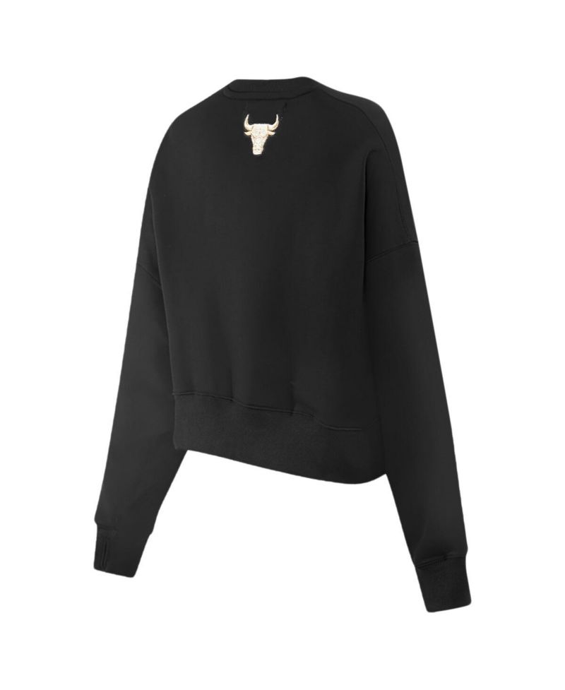 Women's Black Chicago Bulls Glam Cropped Pullover Sweatshirt