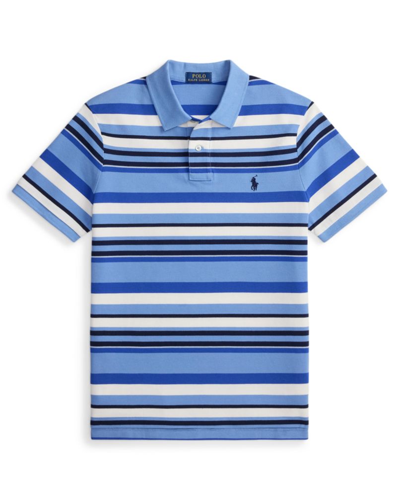 Men's Custom Slim-Fit Striped Mesh Polo Shirt